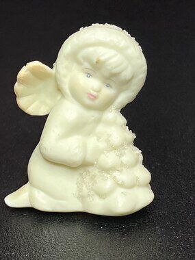 Little Miracles Porcelain Angel Figurine Kneeling with Christmas Tree
